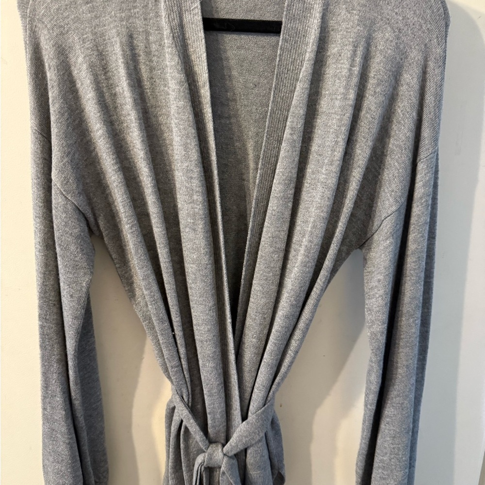 LOFT grey self tie sweater